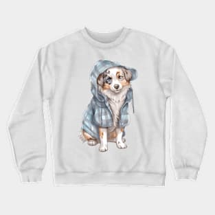 Watercolor Cozy Australian Shepherd Dog Crewneck Sweatshirt